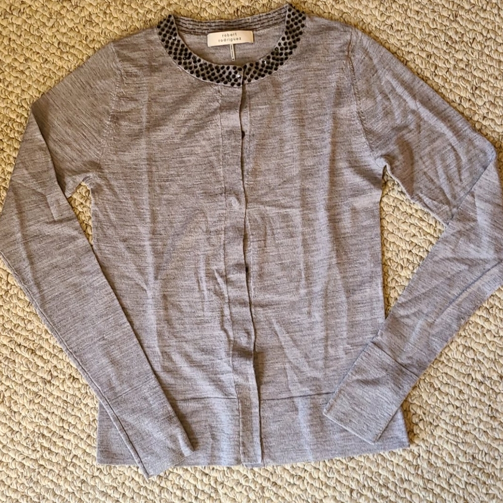 Robert Rodriguez gray merino wool cardigan